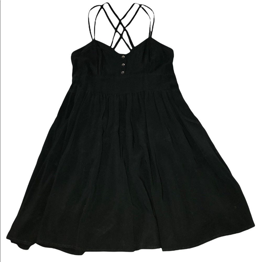Express Black Strappy Criss Cross Spring Summer Dress with Pockets Medium